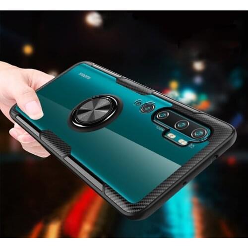 Magnetic Armor Case For Xiaomi Mi Note 10 CC9 PRO 9 9T A3 Lite Stand Holder Car Ring Clear Cover For Redmi Note 7 8 8T K20 K30
