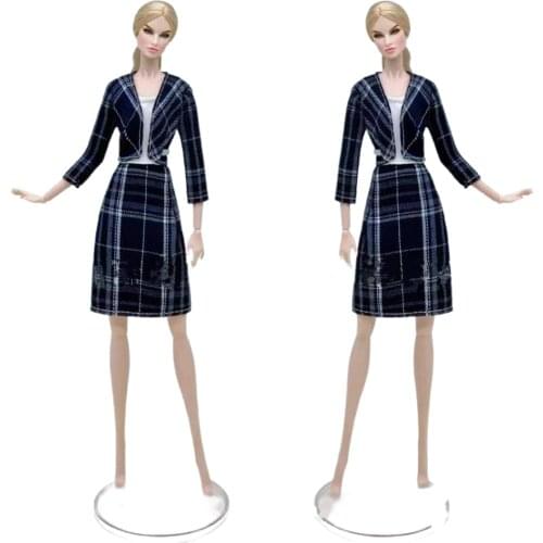 Fashion Plaid Top Skirt For Barbie Doll Clothes Outfits Princess Gown 1/6 BJD Accessories Kids Playhouse DIY Toy For Collection