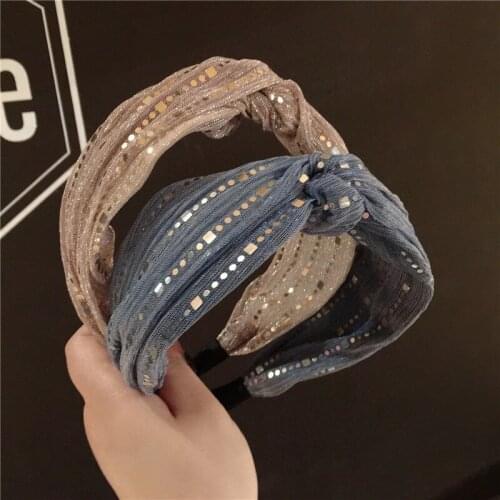 Fashion Lace Sequins hair hoop Hair Accessories Women Girls flowers Hair Band Hair Ponytail Rope Hairbands headwear
