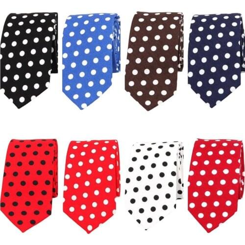 Mens Linen Cotton Polka Dots Necktie Casual Tuxedo Neck Tie Wedding Business Tie