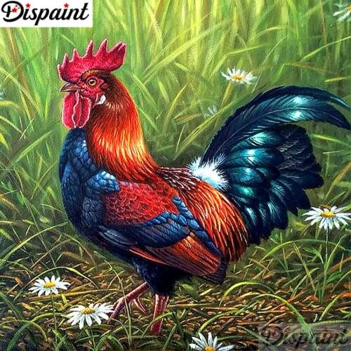 Dispaint Full Square/Round Drill 5D DIY Diamond Painting "Animal chicken" 3D Embroidery Cross Stitch 5D Home Decor A18891