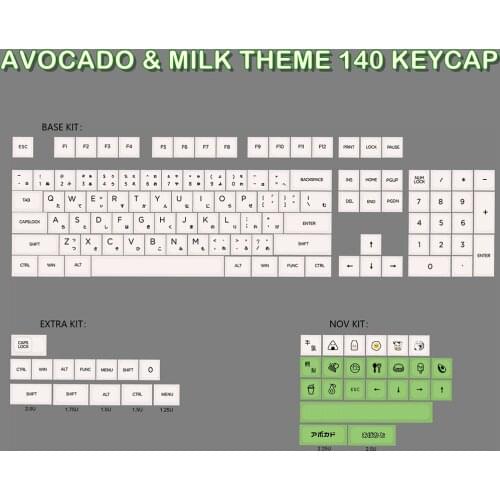 Sample Avocado Milk Color Design Keycap For Cherry Mx Switch Mechanical Game Keyboard XDA Profile Japanese Character 140 Key Cap