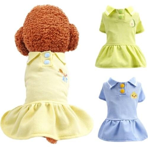Dog Clothes Small Dog Teddy Bichon Pomeranian Spring Casual Polo Shirt Princess Cat Dress Puppy Breathable T-shirt Poodle Skirt