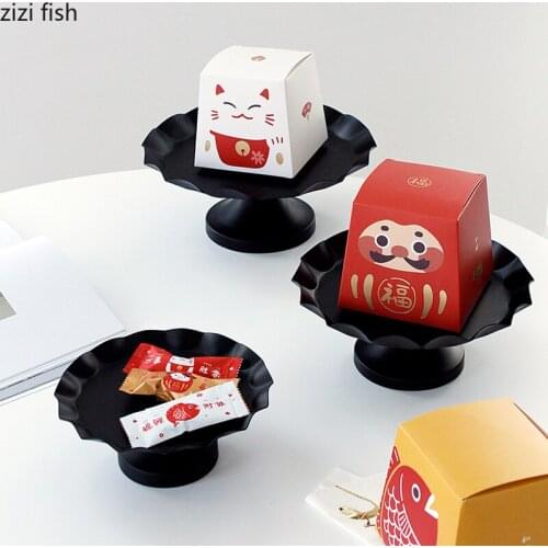 Modern Wavy Black Metal Cake Tray Living Room Coffee Table Candy Dessert Tray Wedding High-footed Cake Turntable Shooting Props