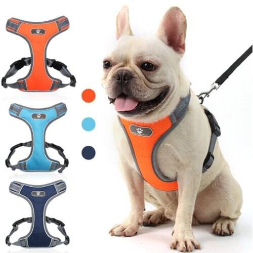 Pet Dog Harness Vest Soft lining Adjustable Reflective Small Medium Dogs Harness Collar Breathable Walking Training Pet Products