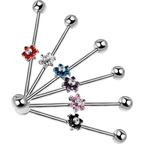 1Pc Titanium Industrial Barbell Ear Piercing 2021 Fashion Flower Style Screw Tunnels and Plugs Earrings Piercing Body Jewelry
