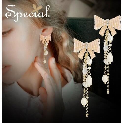 Special Earrings Silver Needle Earrings Earrings Long Tassels Thin Female Bowknot Players 2021 New Trend