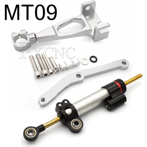 Fiber Carbon Steering Damper Stabilizer FOR MT09 MT-09 FZ09 FZ-09 13-20 Motorcycle Directional Dampers Mount Bracket Support Kit