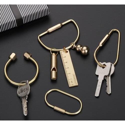 Creative Portable Brass Keychain DIY Craft Tools Key Ring for Decor Pendant Jewelry Keychain Accessories