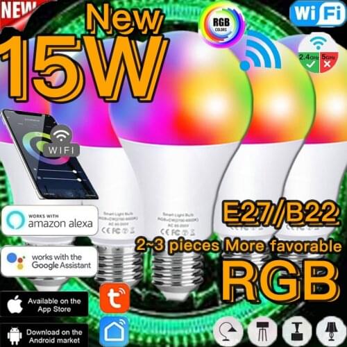 Smart WiFi Bulbs LED E27/B22 10W RGB Color Changing Light Works With Alexa Echo Google Home Bombillas Or IR Remote Control Lampa