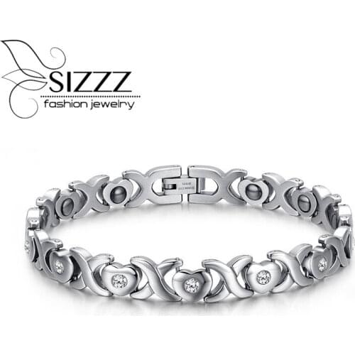 SIZZZ 21CM stainless steel heart-shaped ladies European and American fashion bracelet&bangles for women