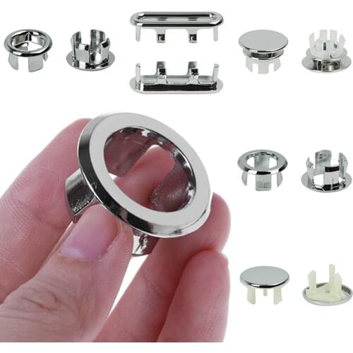 1pc Kitchen Bathroom Basin Sink Overflow Ring Wash Basin Insert Chrome Hole Cover Cap