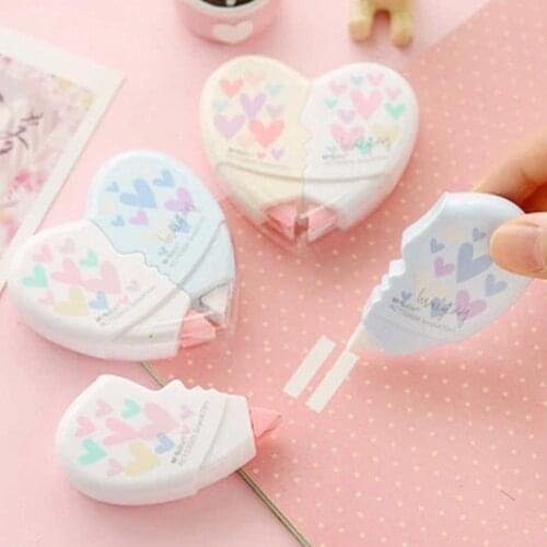 2 Pcs to Form a Heart Office & School Supplies Novelty Cute Heart Shaped 10m White Correction Tape