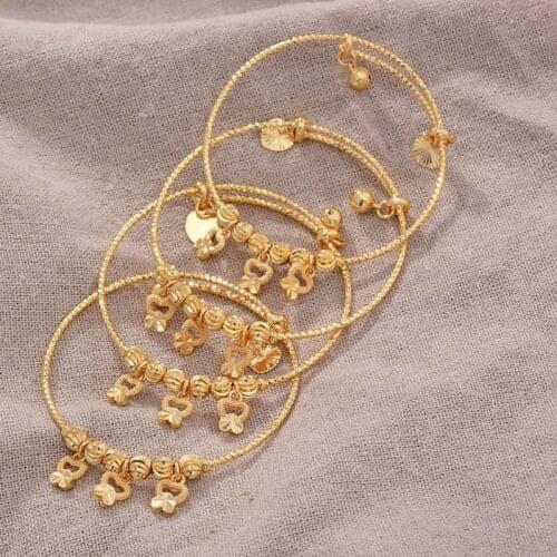 4PCS 24K African Arab Gold Color My Boy Bangles Bracelet Children Jewelry Bangles Newborn Baby Cute/Romantic Bracelets Gifts