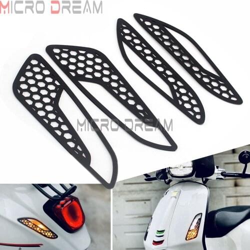 4pcs CNC Front Rear Turn Signal Light Net Trim Protector Guard Lamp Mesh Cover for Vespa Scooter Sprint Primavera 150 All Year