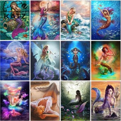 Diamond Embroidery Beautiful Legend Cross Stitch Diy Diamond Painting Seaside Charm Mermaid Diamond Mosaic Rhinestone Decoration