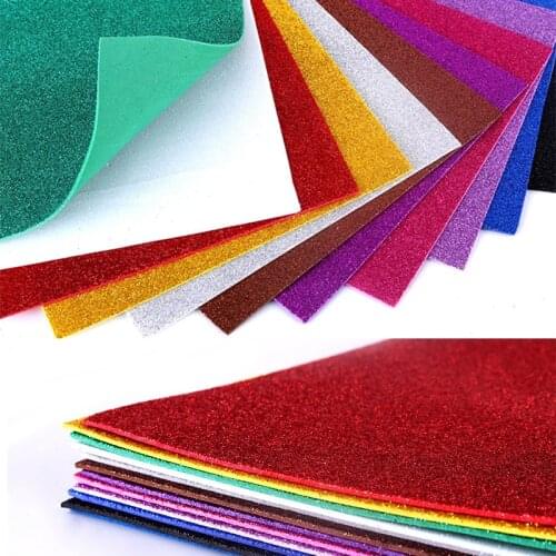 10Pcs A4 Glitter Foam Paper DIY Foamiran Glitters Foam Paper Kraft Sponge Paper Gold Powder Glitter Wedding Party Decoration