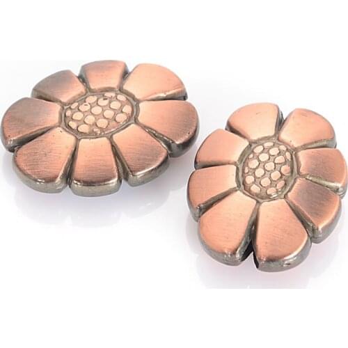 Miasol 50 Pcs 19x24mm Vintage Plating Acrylic Stirpe Flat Oval Sunflower Antique Design Spacers Beads For Diy Jewelry Making