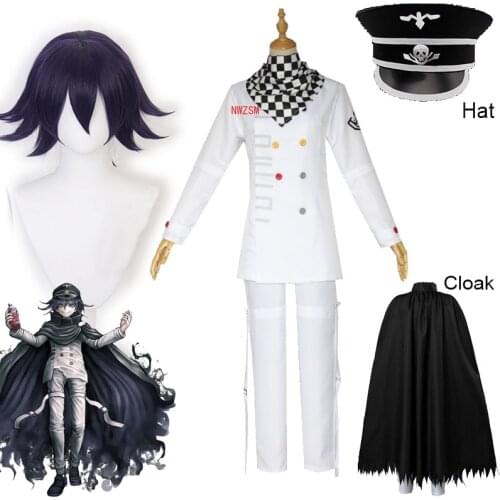 Danganronpa V3 Kokichi Oma Cosplay Costume President Oma Cosplay Wig Cloak and Hat Halloween Carnival Party Costumes