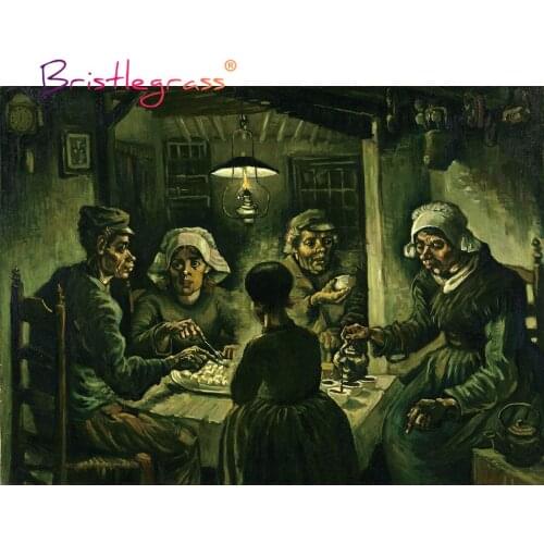 BRISTLEGRASS Wooden Jigsaw Puzzles 500 1000 Piece Potato Eaters Vincent van Gogh Educational Toy Collectibles Painting Art Decor