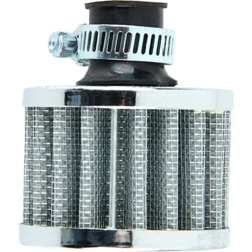 Dia 12mm Silver Car Auto Motor Vehicle Fine Mesh Air Filter Cold Air Intake Filter Cleaner Turbo Vent Crankcase Breather