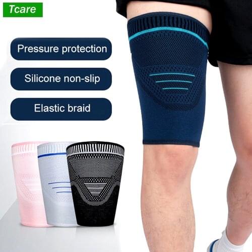 Tcare Thigh Compression Sleeve Pain Relief Recovery, Elastic Sports Thigh Support Protector Muscle Strain Leg Guard Brace Unisex