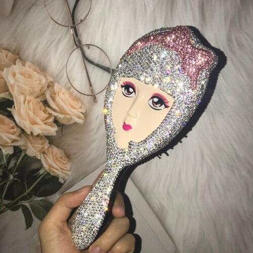 Creative Human Face Glitter Comb Beautiful Airbag Massage Hair Combs Hair Accessories Detangler Brush Girl Curly Hair Brush