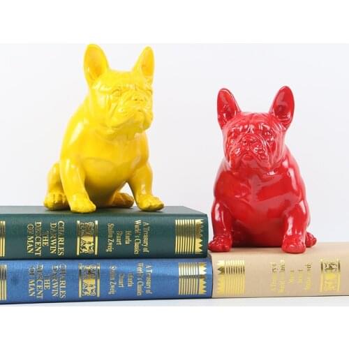 Creative Cute Flocking French Bulldog Home Decor Living Room Desktop Simulation Pet Dog Model Statue Resin Art&Craft X3734