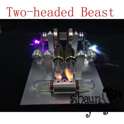 Cool !Miniature Stirling engine 'Two-headed Beast' Stirling engine engine generator model hobby Educational Toy Kits