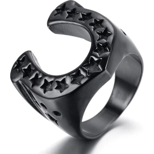Black Star Titanium Steel Ring Men Fashion Trend Ring