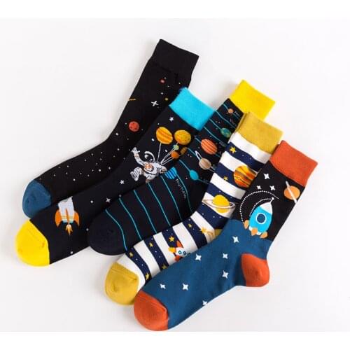 Men Socks Hip Hop Male Socks Funny Colorful Trendy Socks Mid-high Cotton socks with Multi-pattern Personality
