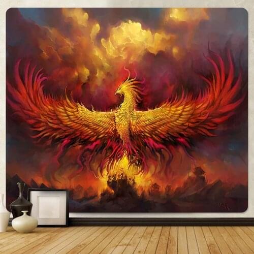 Fire Dragon Gate of Life Psychedelic Scene Home Decoration Art Tapestry Bohemian Decoration Hippie Background Wall Cloth