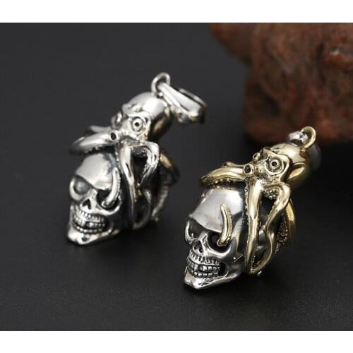 Wholesale S925 Sterling Silver Jewelry Necklace Pendant Thai Silver Personality Trend Fashion Octopus Taro Men And Women Pendant