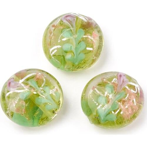 100pcs Handmade Flat Round Lampwork Beads For DIY Jewelry Accessories Making Findings Necklaces Bracelets Decor