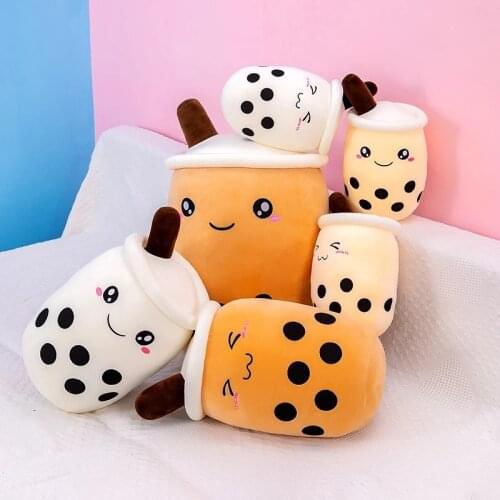 25-50cm Cartoon Bubble Tea Cup Shaped Pillow Real-life Stuffed Soft Seat Cushion Creative Room Decor Funny Gift for Kids Baby