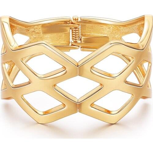 ORNAPEADIA Popular Wide-brimmed Bracelet Exaggerated Hollow Mesh Diamond Bracelet Gold-plated Spring Ladies Luxury Wholesale