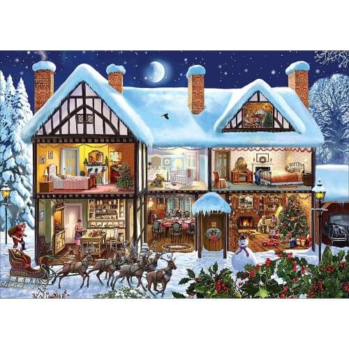 Christmas Village 11CT Cross-Stitch Patterns DIY Embroidery Needlework Knitting Hobby Handmade Promotions Package Home Decor