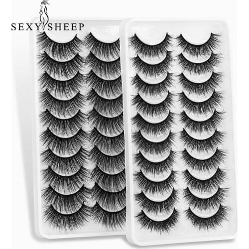 SEXYSHEEP 10 pairs 3D Faux Mink Lashes Natural False Eyelashes Dramatic Volume Fake Lashes Makeup Eyelash Extension Eyelashes