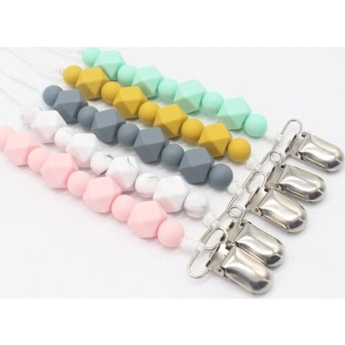 BPA Free Solid Color Silicone Chupetero Silicone Teething Pacifier Clips Nipple Chain Holder For Baby Chew Toys Strap Baby Gift