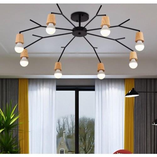 Nordic ceiling lamp modern minimalist wooden creative childrens room bedroom living room lamp solid wood lamps