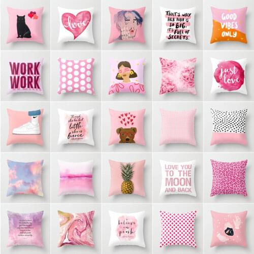 40/45/50/60cm Nordic Pink Warm Pillow Home Bedside Cushion Car Cushion Decorative Living Room Backrest removable cute pillows
