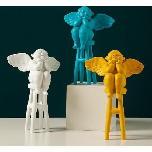 NORDIC LITTLE ANGEL STATUE AND SCULPTURE RESIN CRAFTS HOME DECORATION ACCESSORIES CREATIVE DECORATION STATUE WEDDING GIFT
