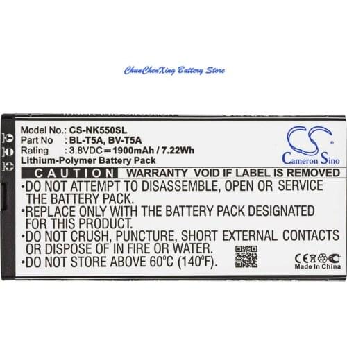 Cameron Sino High Quality 1900mAh Battery BL-T5A, BV-T5A for Nokia/Microsoft Lumia 550, 30,730 Dual SIM,735,735 Dual SIM,738