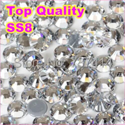 Best Quality New SS8 minisize 10gross/bag Crysta Hot Fix Rhinestone More Shiny,super Bright hotfix stonesl Flatback Whit Glue