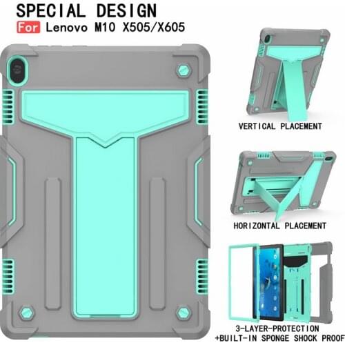 PC+TPU Silicon Stand Shell Shockproof Tablet Cover For Lenovo M10 HD X605 X605F X605L X505 N X X505F X505L 10.1"Funda