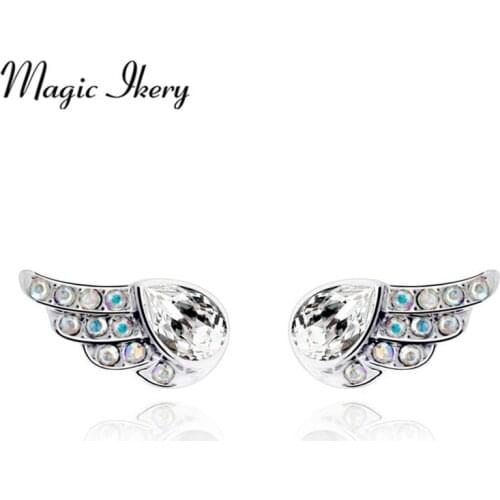 Magic Ikery Wholesale Small Simple Crystal Angel Wings Stud Earrings For Women Party Jewelry Accessories YT-E4726