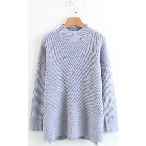 2019 Fashion Sweater Wild Women Curling Sleeves Round Neck Female Loose Thick Needle Head Casual Pullovers Sweater Sutumn Winter