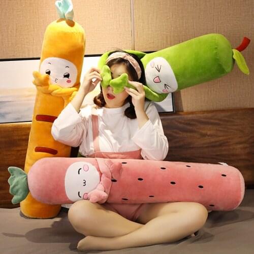 1pc 90-160CM kawaii Fruit Pillow Cartoon Strawberry Kiwi Carrot Plush Toys Stuffed Soft Sleep Long Cushion Lovely Birthday Gift