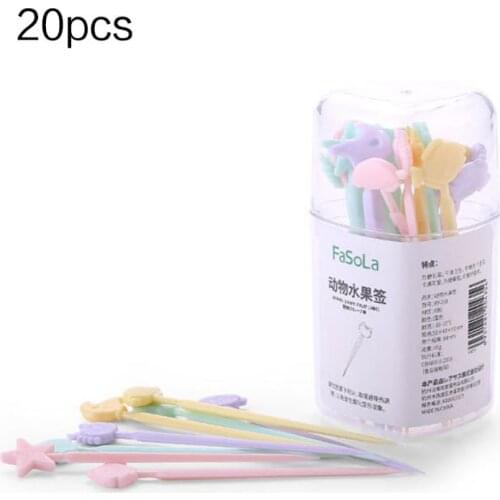 20Pcs/Set Japanese Style Sweet Candy Color Mini Fruit Picks Child Kids Cute Cartoon Ocean Fish Handle Snack Dessert Forks Bento