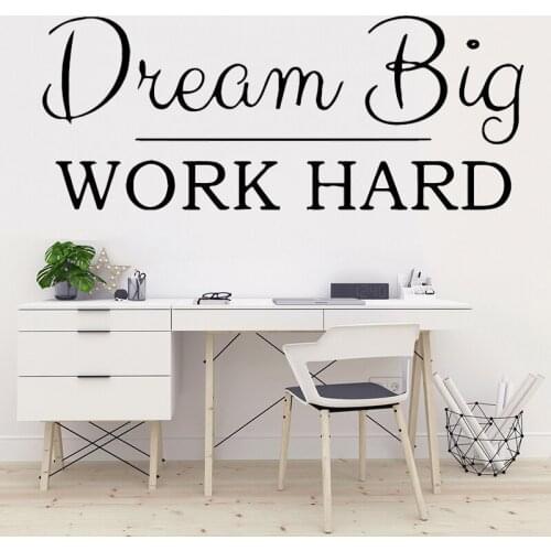 Active Dream Big Work Hard phrase Vinyl wall Sticker For Office Wall Decal Art Wall Stickers Decals Mural Removable DK-78